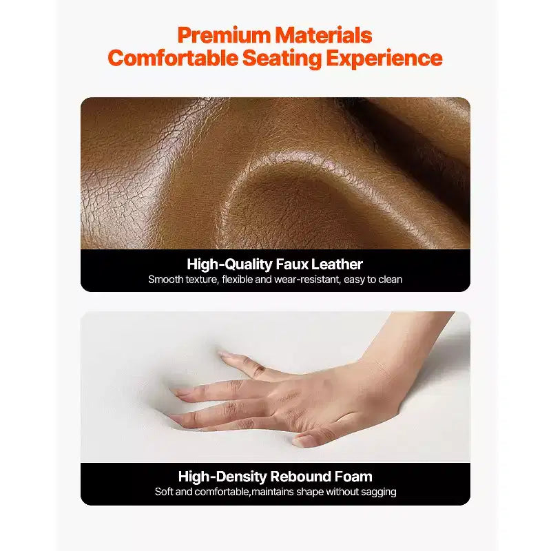 Poltrona VEVOR Accent, poltrona moderna di metà secolo con struttura in legno massello e gambe antiscivolo, sedia relax imbottita in pelle PU, marrone