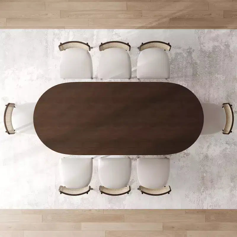 Tavolo da pranzo PexFix 79 x 33,5 in legno massello stile rustico con gambe ad arco, tavolo da cucina ovale noce per sala da pranzo e cucina
