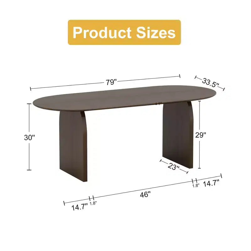 Tavolo da pranzo PexFix 79 x 33,5 in legno massello stile rustico con gambe ad arco, tavolo da cucina ovale noce per sala da pranzo e cucina