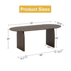 Tavolo da pranzo PexFix 79 x 33,5 in legno massello stile rustico con gambe ad arco, tavolo da cucina ovale noce per sala da pranzo e cucina