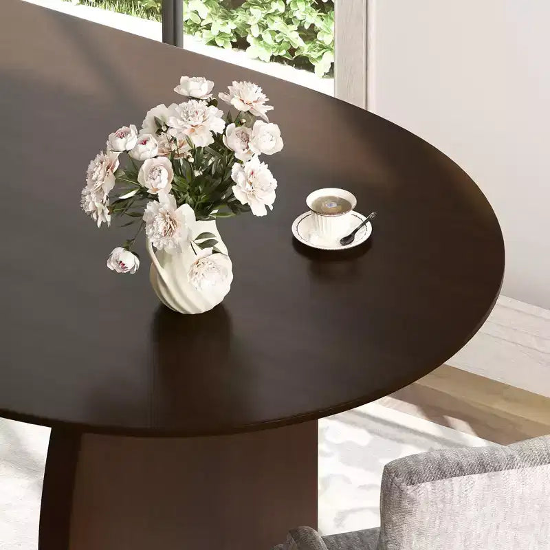Tavolo da pranzo PexFix 79 x 33,5 in legno massello stile rustico con gambe ad arco, tavolo da cucina ovale noce per sala da pranzo e cucina