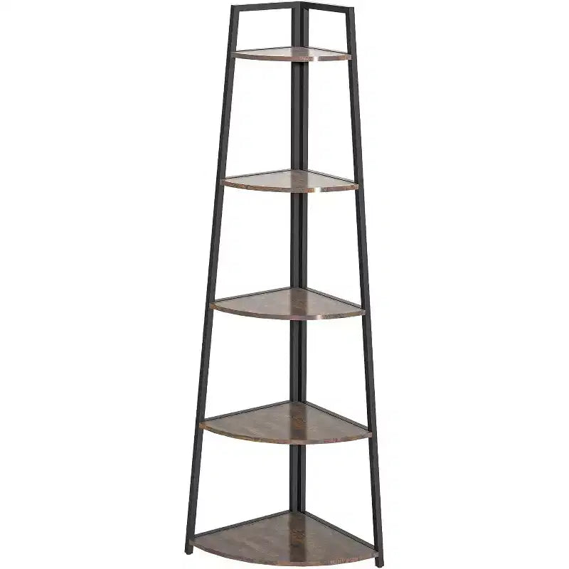 Acekool Scaffale Angolare a 5 Ripiani, Mobile Contenitore Salvaspazio con Bordi Arrotondati, Struttura in Metallo per Soggiorno Camera da Letto Cucina Balcone, Facile da Montare