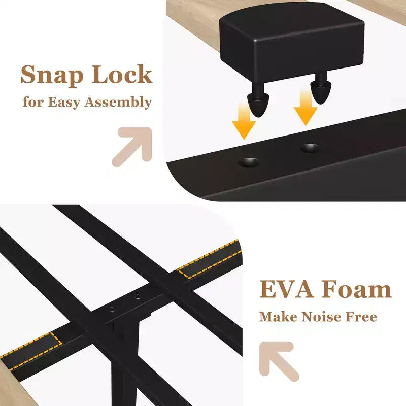 Struttura Letto Matrimoniale Queen Size con 4 Cassetti Contenitore e Struttura in Metallo Resistente per Carichi Pesanti, con Testiera in Legno, Nessuna Rete a Molle Necessaria, Facile da Montare