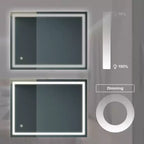 Acekool Specchio da Bagno 81x61 cm con Tocco Dimmerabile a 3 Colori, Antiappannamento, Controllo Interruttore a Parete, Specchio da Parete Rettangolare Impermeabile