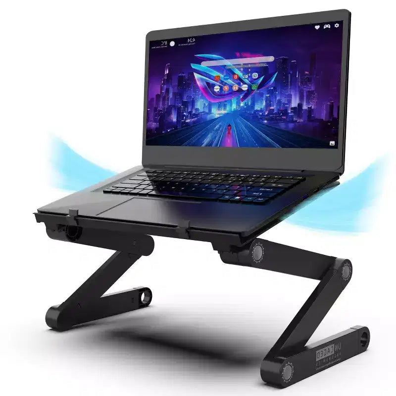 Uncaged Ergonomics WorkEZ Professional Adjustable Laptop Stand for Desk Lap Desk for Bed Black Aluminum Adjusatble Height Tilt