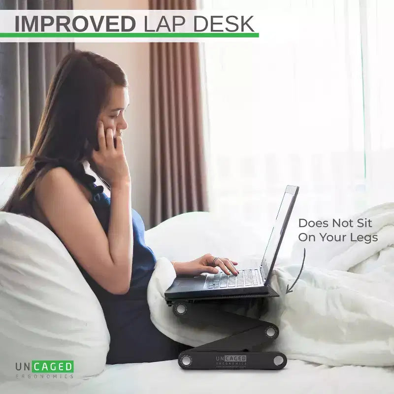 Uncaged Ergonomics WorkEZ Professional Supporto Regolabile per Laptop da Scrivania, Leggio per Letto, in Alluminio Nero, Regolabile in Altezza e Inclinazione