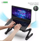 Uncaged Ergonomics WorkEZ Professional Supporto Regolabile per Laptop da Scrivania, Leggio per Letto, in Alluminio Nero, Regolabile in Altezza e Inclinazione