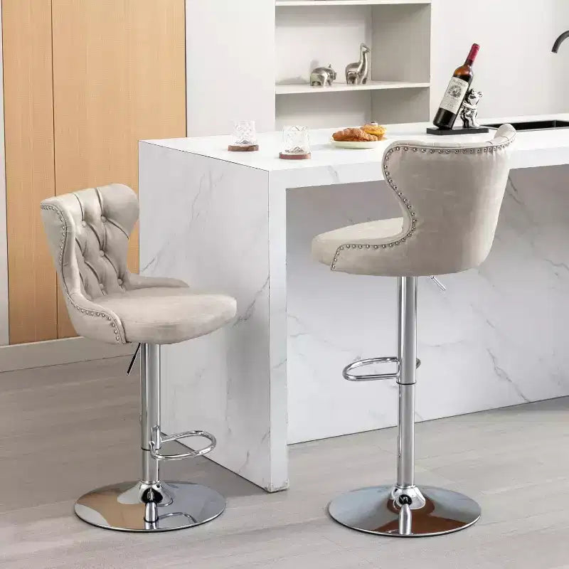 Sgabelli da bar moderni girevoli, altezza regolabile 63-84 cm, rivestiti in pelle PU con schienale, per isola cucina, home bar, bancone