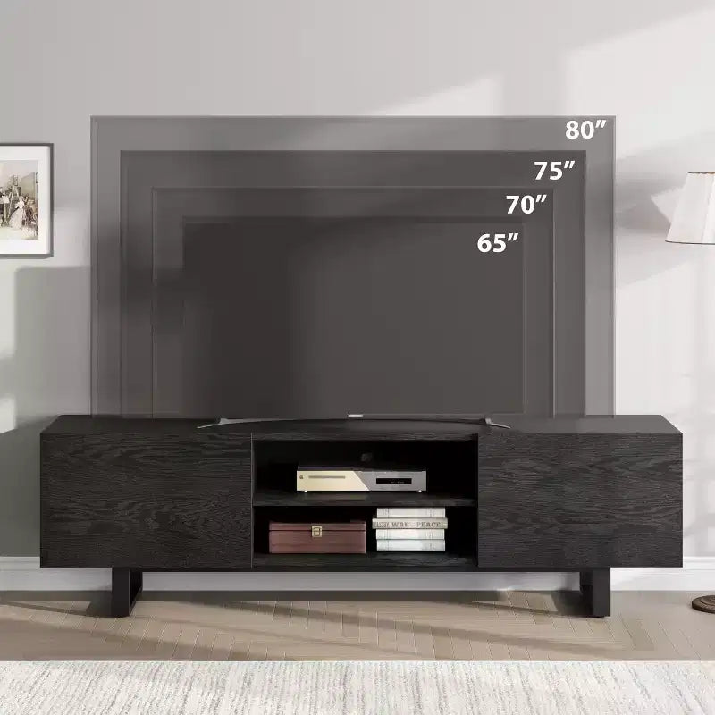 Acekool Mobile TV Moderno per Televisori fino a 80 Pollici, Consolle Multimediale con Cassetti Contenitori e Scaffali Aperti, Gambe in Metallo, 70 Pollici