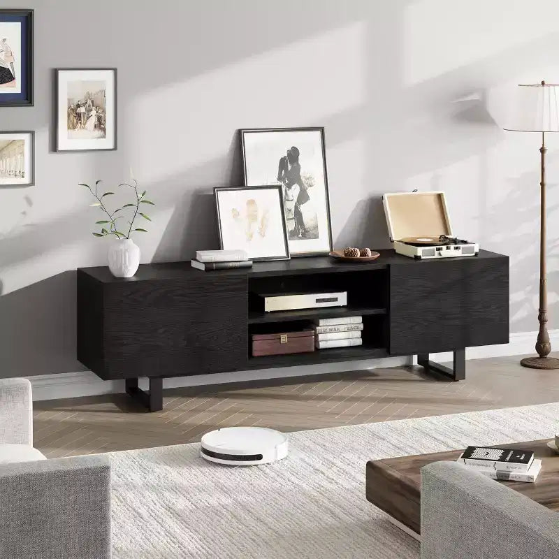 Acekool Mobile TV Moderno per Televisori fino a 80 Pollici, Consolle Multimediale con Cassetti Contenitori e Scaffali Aperti, Gambe in Metallo, 70 Pollici