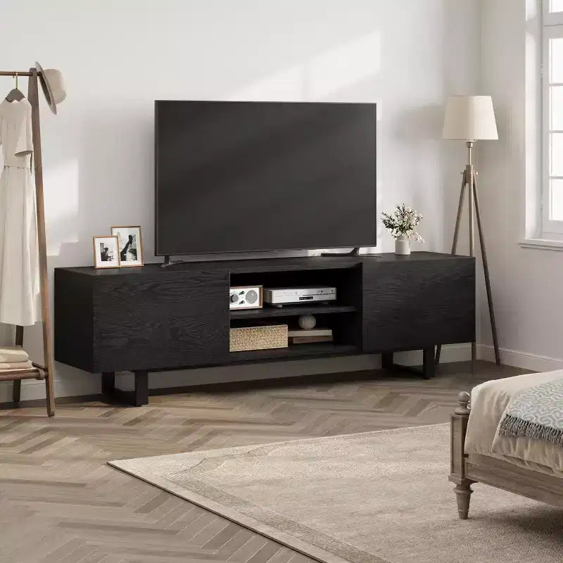Acekool Mobile TV Moderno per Televisori fino a 80 Pollici, Consolle Multimediale con Cassetti Contenitori e Scaffali Aperti, Gambe in Metallo, 70 Pollici