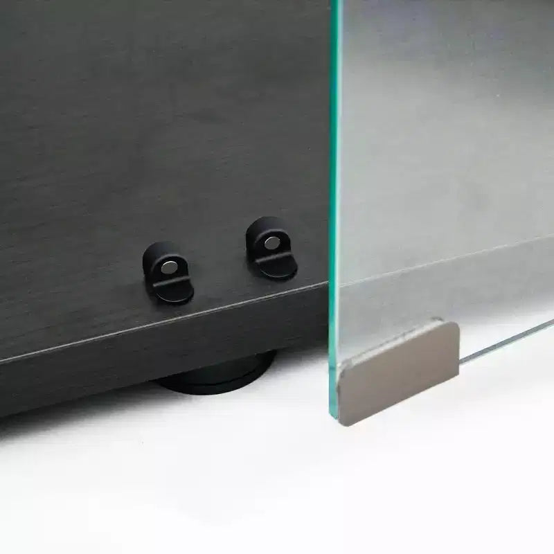 MAYEERTY Vetrinetta con Ante in Vetro Temperato, Armadietto Portavino, Armadietto per Documenti, Lampada Paipai a Batteria, Piedini Regolabili, per Soggiorno, Camera da Letto, Ufficio, Nero