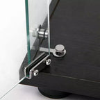 MAYEERTY Vetrinetta con Ante in Vetro Temperato, Armadietto Portavino, Armadietto per Documenti, Lampada Paipai a Batteria, Piedini Regolabili, per Soggiorno, Camera da Letto, Ufficio, Nero