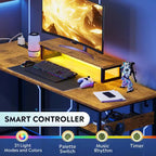 GALAXHERO Scrivania Gaming a L da 152 cm, Scrivania ad Angolo per Computer con Contenitore, Prese di Corrente e Luci LED, Scrivania per Ufficio/Gaming per Camera da Letto