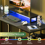 GALAXHERO Scrivania Gaming a L da 152 cm, Scrivania ad Angolo per Computer con Contenitore, Prese di Corrente e Luci LED, Scrivania per Ufficio/Gaming per Camera da Letto