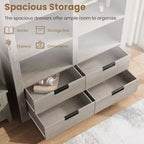 Libreria alta 183 cm con contenitore, libreria a pavimento stile farmhouse, libreria con 4 cassetti, scaffali espositivi autoportanti