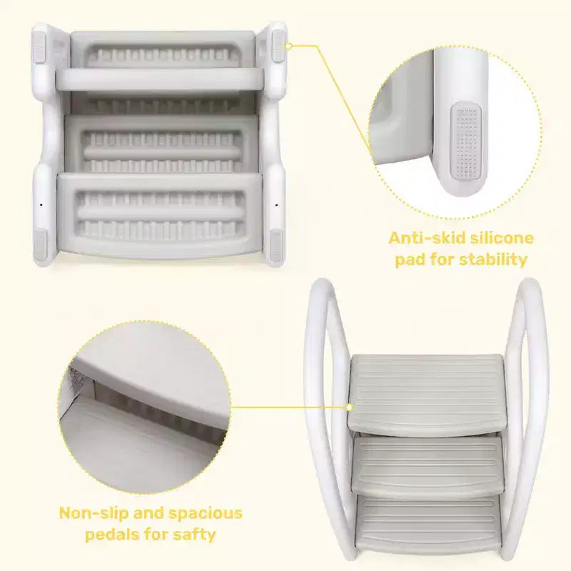 Sgabello per bambini con maniglie, Sgabello a 3 gradini regolabile per bambini con design antiscivolo, Sgabello in plastica per stare in piedi, per bagno, lavandino