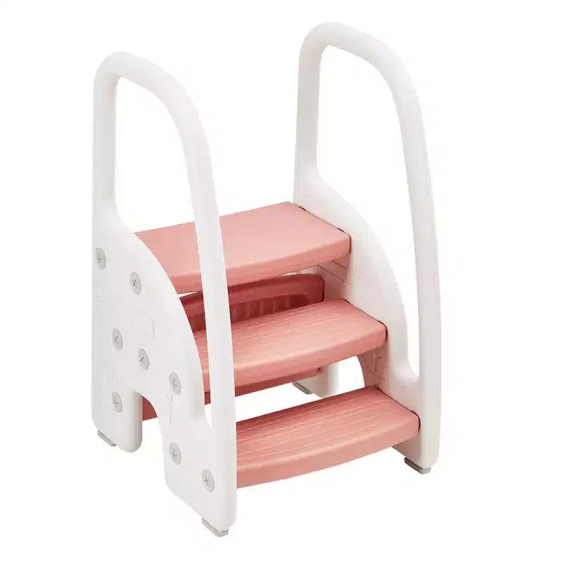Sgabello per bambini con maniglie, Sgabello a 3 gradini regolabile per bambini con design antiscivolo, Sgabello in plastica per stare in piedi, per bagno, lavandino