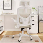 MAYEERTY Sedia ergonomica da ufficio - Con supporto lombare, braccioli ribaltabili e poggiatesta per lavoro e studio (Nero)