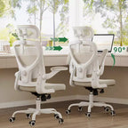 MAYEERTY Sedia ergonomica da ufficio - Con supporto lombare, braccioli ribaltabili e poggiatesta per lavoro e studio (Nero)