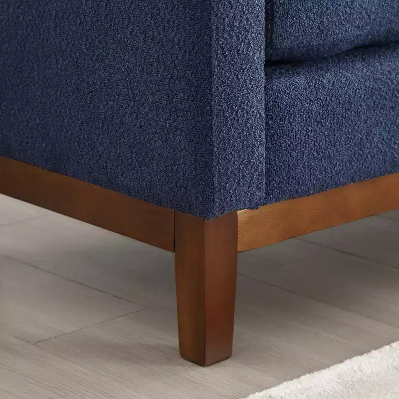 Panca rivestita da 53,5 pollici di larghezza, gambe in legno e cuscini a rullo, tessuto Boucle, per camera da letto, soggiorno, ingresso