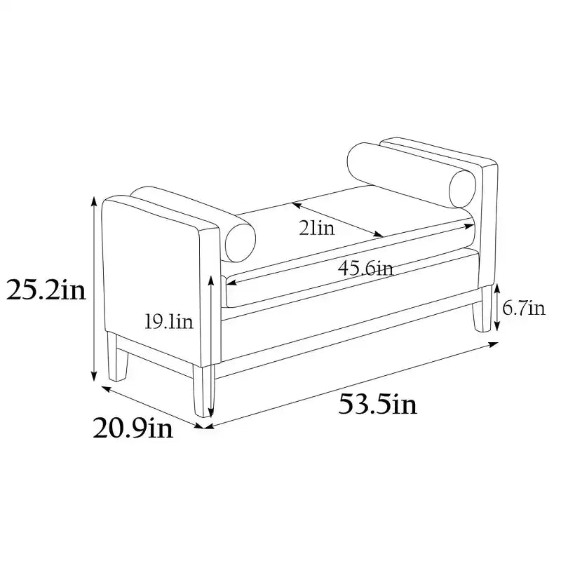 Panca rivestita da 53,5 pollici di larghezza, gambe in legno e cuscini a rullo, tessuto Boucle, per camera da letto, soggiorno, ingresso