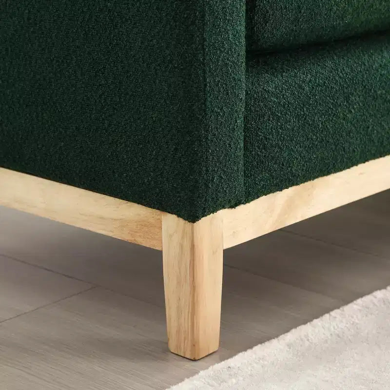 Panca rivestita da 53,5 pollici di larghezza, gambe in legno e cuscini a rullo, tessuto Boucle, per camera da letto, soggiorno, ingresso