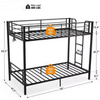 Karl Home Letto a castello in metallo a due piazze con stazione di ricarica, luce LED, nero