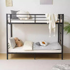 Karl Home Letto a castello in metallo a due piazze con stazione di ricarica, luce LED, nero