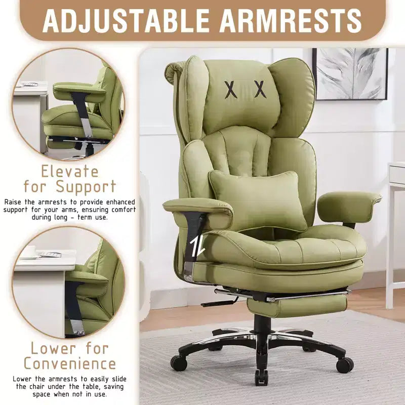 Sedia da ufficio ergonomica Efomao per persone robuste e alte, sedia da computer in pelle PU con schienale alto, sedia da scrivania direzionale con sedile ampio, poggiapiedi e supporto lombare