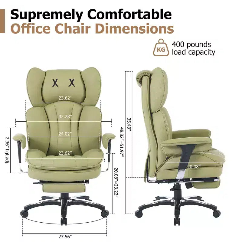 Sedia da ufficio ergonomica Efomao per persone robuste e alte, sedia da computer in pelle PU con schienale alto, sedia da scrivania direzionale con sedile ampio, poggiapiedi e supporto lombare