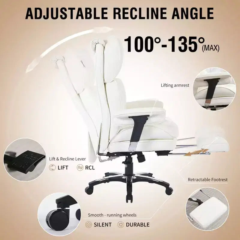 Sedia da ufficio ergonomica Efomao per persone robuste e alte, sedia da computer in pelle PU con schienale alto, sedia da scrivania direzionale con sedile ampio, poggiapiedi e supporto lombare