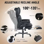 Sedia da ufficio ergonomica Efomao per persone robuste e alte, sedia da computer in pelle PU con schienale alto, sedia da scrivania direzionale con sedile ampio, poggiapiedi e supporto lombare