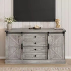 Madia Credenza con Contenitore, Porta TV da Fattoria con Anta Scorrevole a Granaio, Grande Tavolo da Buffet per Sala da Pranzo, Cucina e Soggiorno