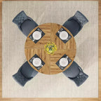 Tavolo da pranzo rotondo grande in legno Okak Farmhouse con base a croce, tavolo da pranzo in legno per sala da pranzo, angolo colazione