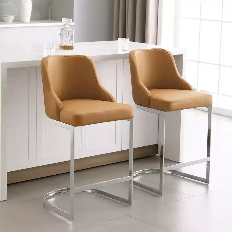Bekrvio Set di 2 sgabelli da bar, altezza bancone 26 pollici con schienale - Base a U in acciaio rivestita in pelle PU/velluto per isola della cucina