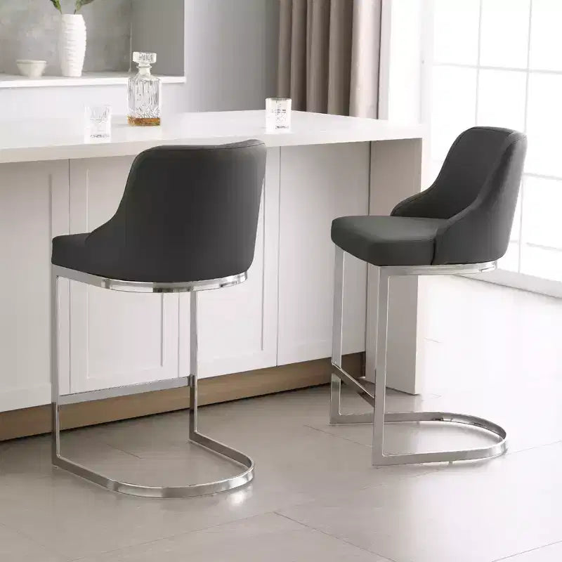 Bekrvio Set di 2 sgabelli da bar, altezza bancone 26 pollici con schienale - Base a U in acciaio rivestita in pelle PU/velluto per isola della cucina