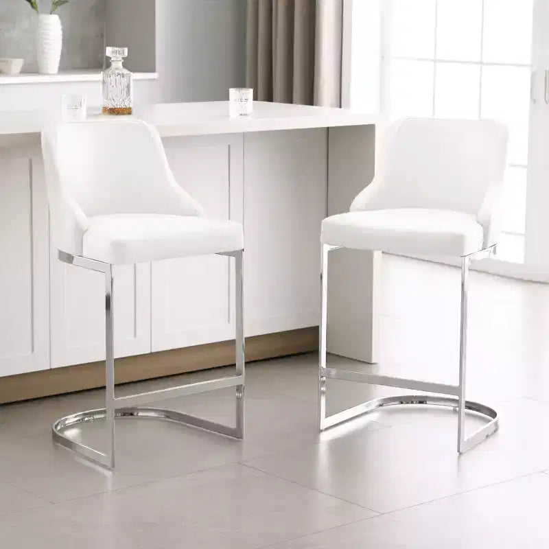 Bekrvio Set di 2 sgabelli da bar, altezza bancone 26 pollici con schienale - Base a U in acciaio rivestita in pelle PU/velluto per isola della cucina