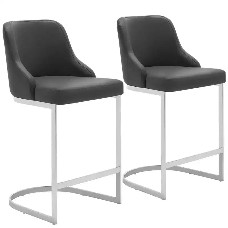 Bekrvio Set di 2 sgabelli da bar, altezza bancone 26 pollici con schienale - Base a U in acciaio rivestita in pelle PU/velluto per isola della cucina