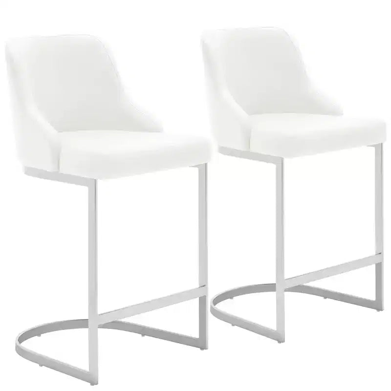 Bekrvio Set di 2 sgabelli da bar, altezza bancone 26 pollici con schienale - Base a U in acciaio rivestita in pelle PU/velluto per isola della cucina