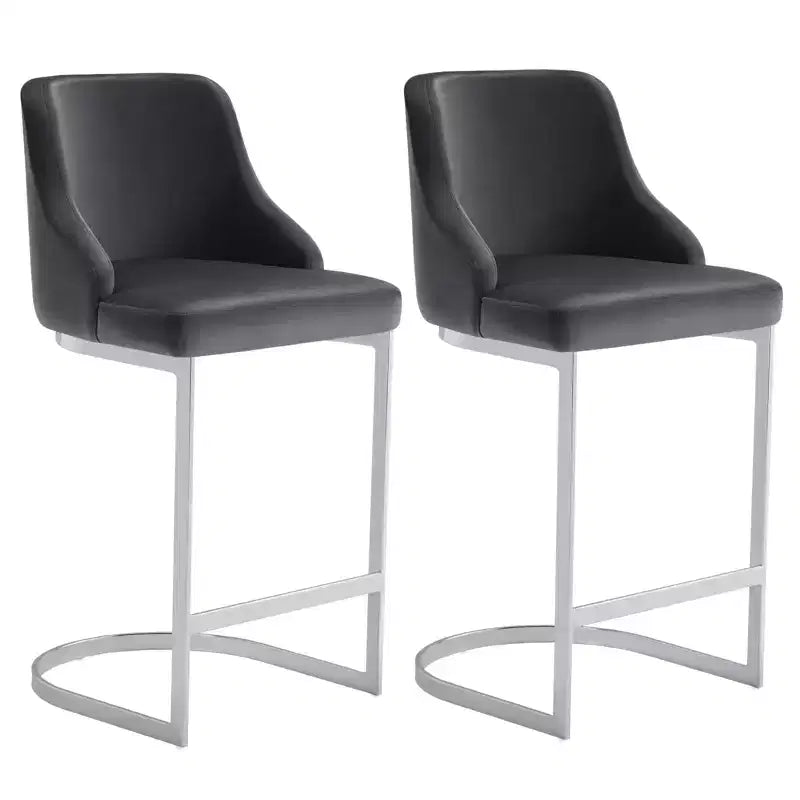 Bekrvio Set di 2 sgabelli da bar, altezza bancone 26 pollici con schienale - Base a U in acciaio rivestita in pelle PU/velluto per isola della cucina