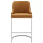Bekrvio Set di 3 Sgabelli da Bar, Altezza 66 cm per Bancone con Schienale - Rivestimento in Pelle PU/Velluto, Base a U in Acciaio per Isola da Cucina