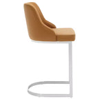 Bekrvio Set di 3 Sgabelli da Bar, Altezza 66 cm per Bancone con Schienale - Rivestimento in Pelle PU/Velluto, Base a U in Acciaio per Isola da Cucina