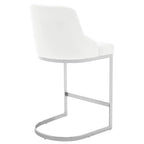 Bekrvio Set di 3 Sgabelli da Bar, Altezza 66 cm per Bancone con Schienale - Rivestimento in Pelle PU/Velluto, Base a U in Acciaio per Isola da Cucina