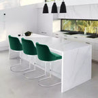 Bekrvio Set di 3 Sgabelli da Bar, Altezza 66 cm per Bancone con Schienale - Rivestimento in Pelle PU/Velluto, Base a U in Acciaio per Isola da Cucina