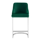 Bekrvio Set di 3 Sgabelli da Bar, Altezza 66 cm per Bancone con Schienale - Rivestimento in Pelle PU/Velluto, Base a U in Acciaio per Isola da Cucina