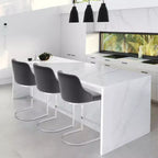 Bekrvio Set di 3 Sgabelli da Bar, Altezza 66 cm per Bancone con Schienale - Rivestimento in Pelle PU/Velluto, Base a U in Acciaio per Isola da Cucina