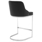 Bekrvio Set di 3 Sgabelli da Bar, Altezza 66 cm per Bancone con Schienale - Rivestimento in Pelle PU/Velluto, Base a U in Acciaio per Isola da Cucina