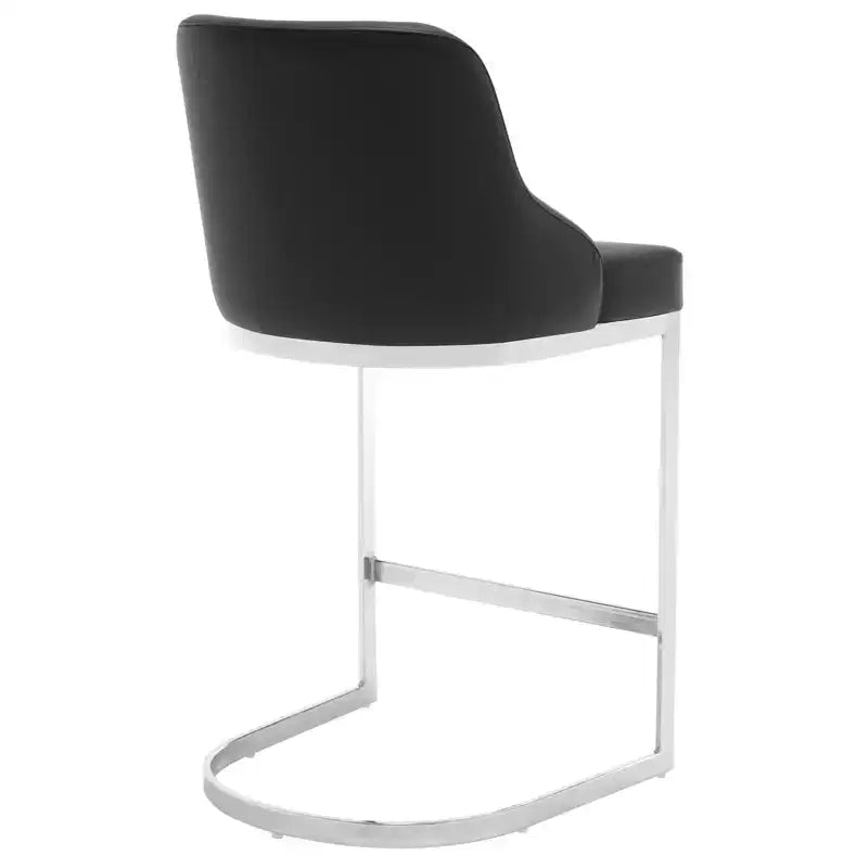 Bekrvio Set di 3 Sgabelli da Bar, Altezza 66 cm per Bancone con Schienale - Rivestimento in Pelle PU/Velluto, Base a U in Acciaio per Isola da Cucina
