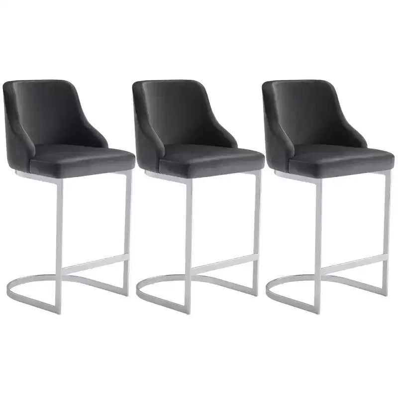 Bekrvio Set di 3 Sgabelli da Bar, Altezza 66 cm per Bancone con Schienale - Rivestimento in Pelle PU/Velluto, Base a U in Acciaio per Isola da Cucina